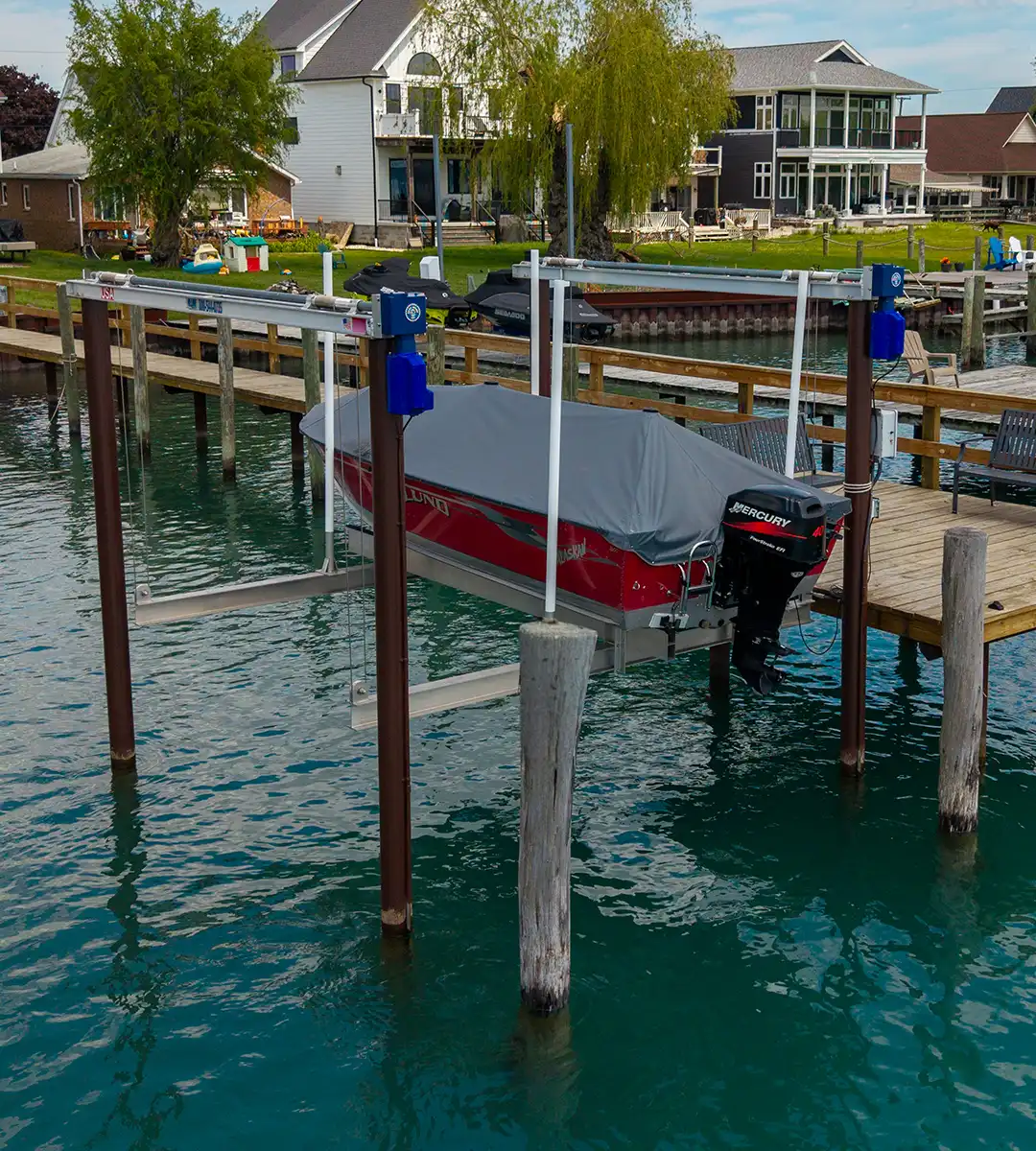 Hi-Tide boat hoist installed on waterfront property